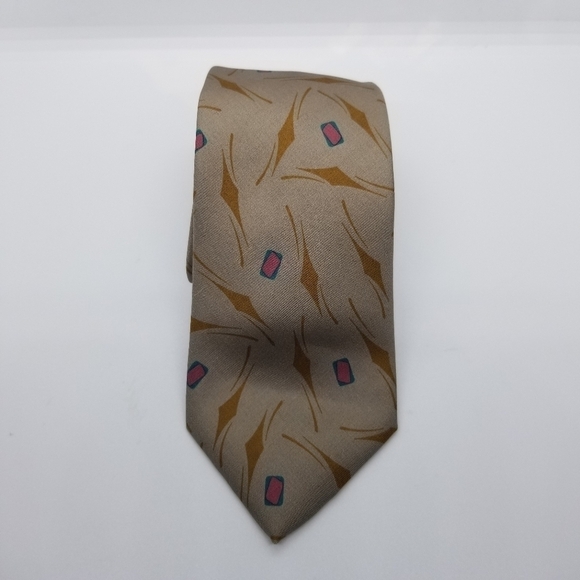 Giorgio Armani vintage taupe tie with brown pink green accents 60 in long - Picture 1 of 5